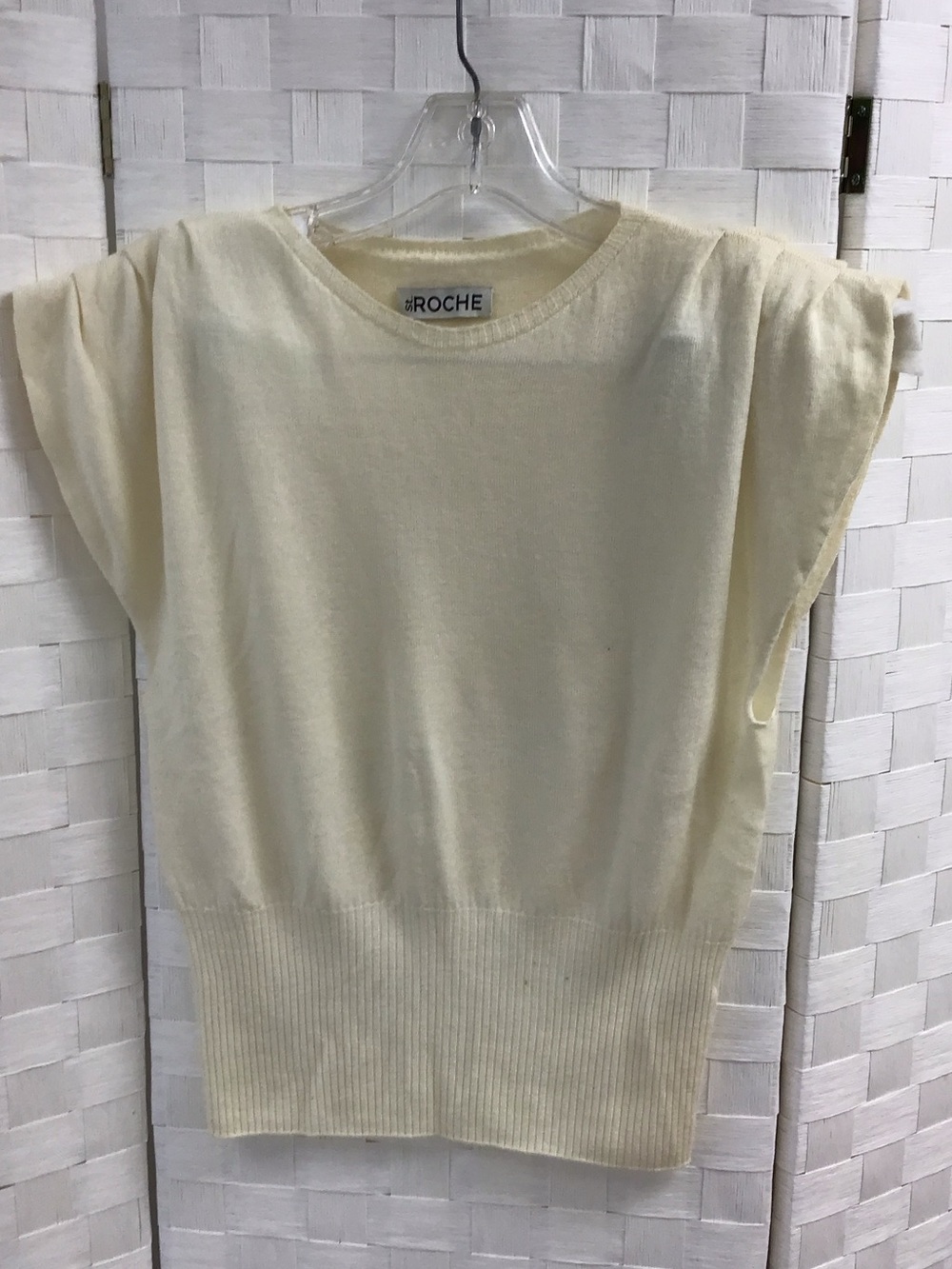 Roche Cream Short-Sleeve Crewneck Sweater